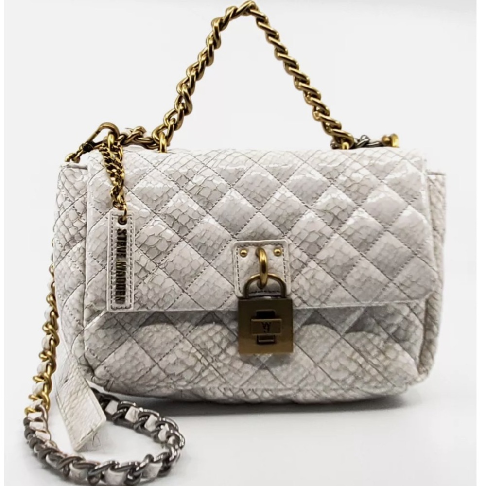 Steve Madden White Daisey Crossbod White/Snake Handbag. Good Cond Like New.